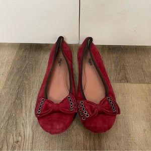 Alaia Red Suede Bow Flats Size 36